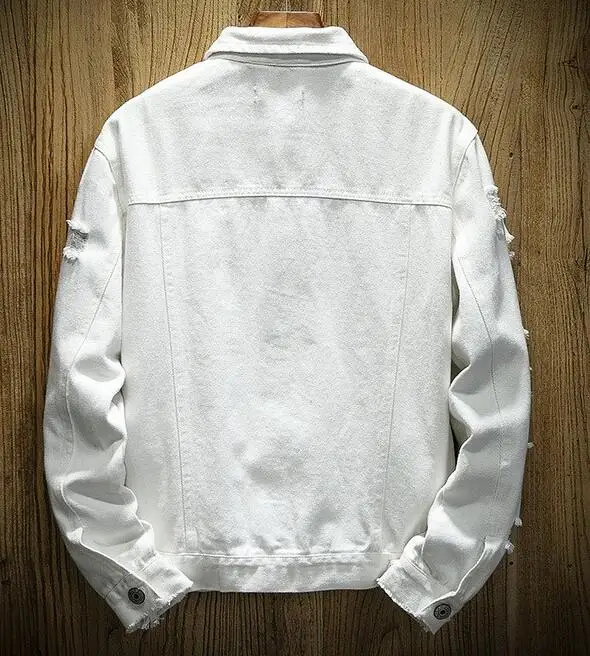 Мужская джинсовая куртка рваная Джинсовая Верхняя одежда с вышивкой уличные