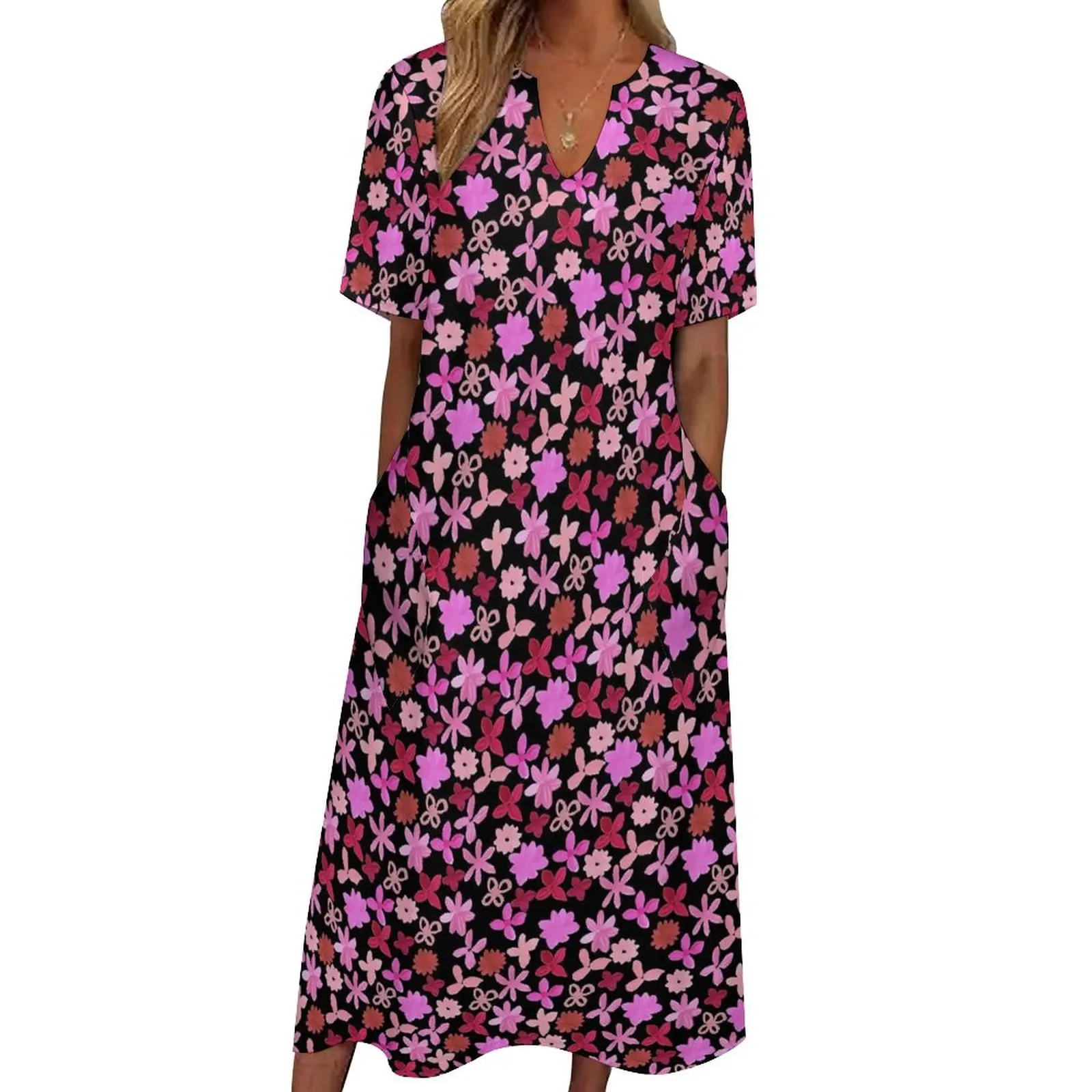 

Ditsy Floral Dress Summer Colorful Flower Print Street Fashion Casual Long Dresses Female Party Maxi Dress Birthday Present