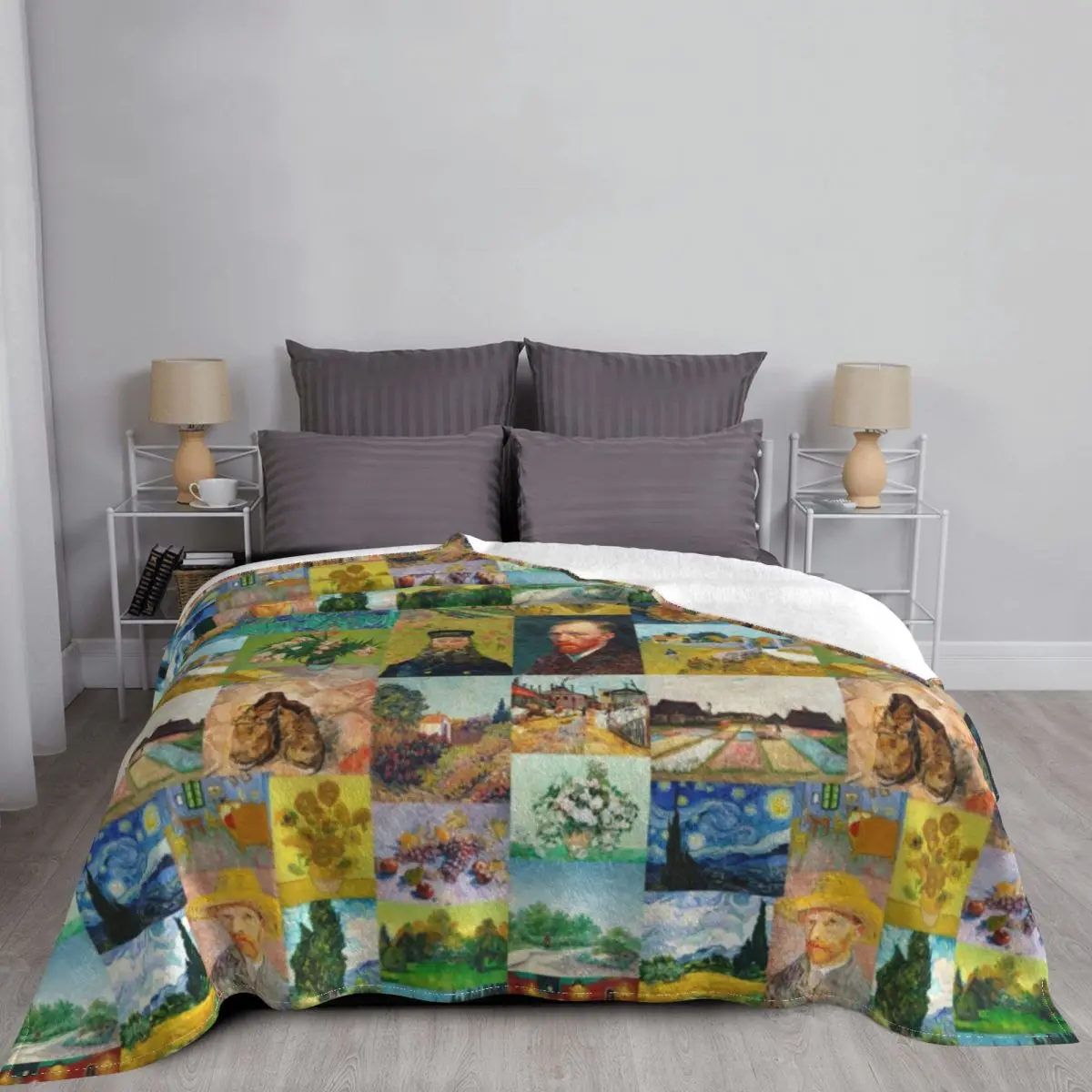 Фланелевое Одеяло с подсолнухами Ван Гога классное покрывало для дивана