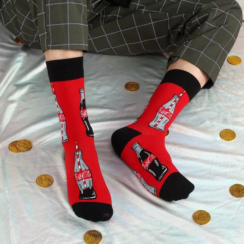 Европейские американские роскошные мужские и женские парные носки кока-кола