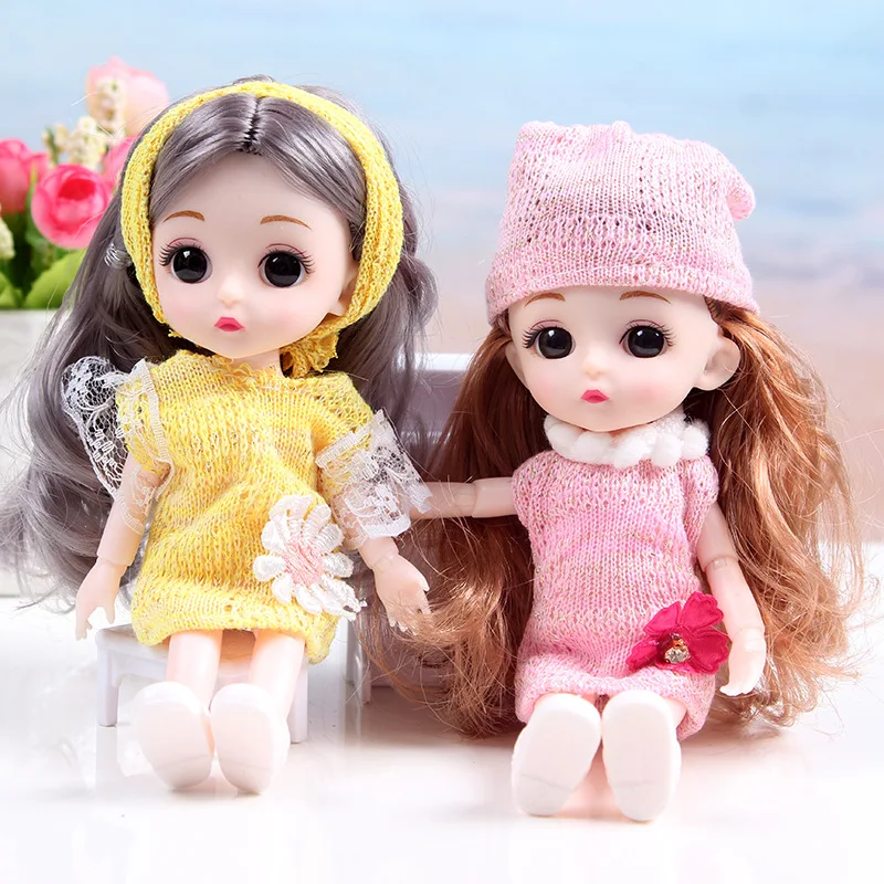

New 16cm Doll Toys 13 Movable Jointed Princess Dolls Mini 1/12 BJD 3D Eyes Makeup Dolls with Clothes Christmas Gifts for Girls