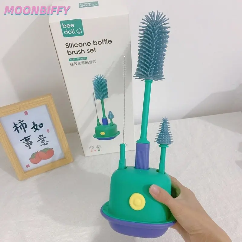 

Baby Bottle Cleaner Brushes Silicone Brosse Bebe Set 3PCS 360 Degree Rotation Nipple Cup Bottle Cleaning Brush Limpia Biberones