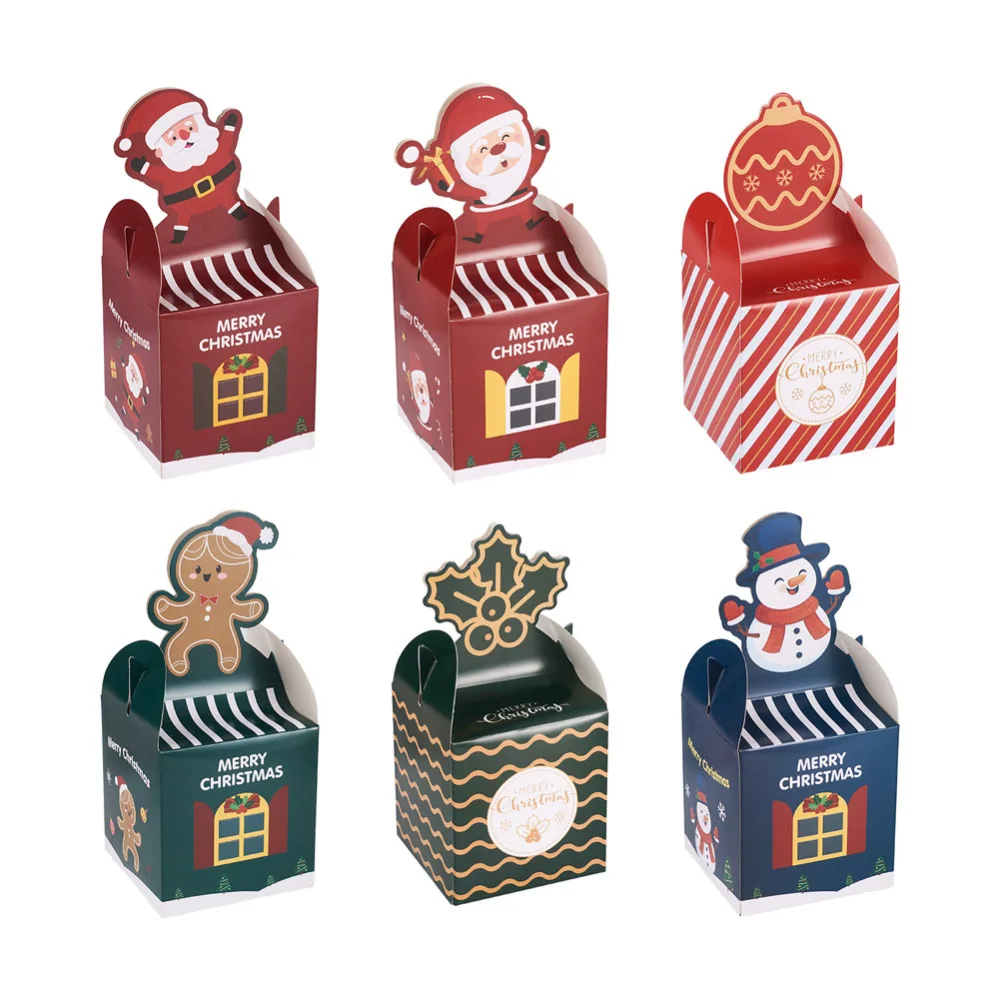 

24Pcs Christmas Gift Jewelry Boxes Snowman Pattern Paper Fold Gift Box for Xmas Present Candy Cookies Wrapping Party Supplies