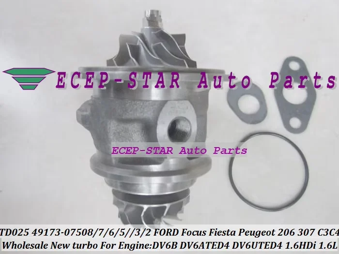 Фото Бесплатная доставка: Турбокартридж CHRA TD02 49173-07508 0375N5 для Ford Focus, Fiesta, C-MAX; Peugeot 207, 307, Berlingo; Citroen C3, C4 №5