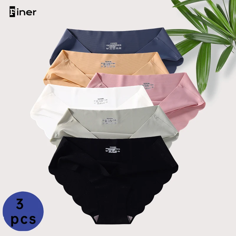 

3 PCS Set Seamless Panties Women's Slip Silk Underwear Female Soft Thin Underpants Woman Culottes Femmme Light Panties XL