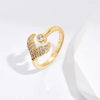 fish tail open ring real gold 14k inlaid zircon mermaid tail ring handmade jewelry accessories