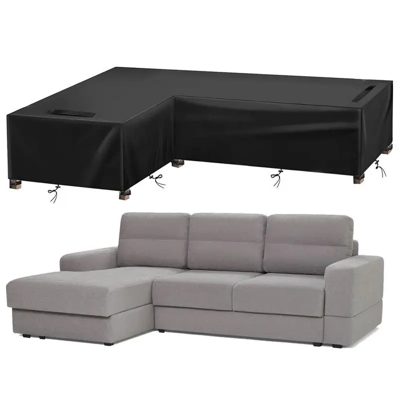 

83x106x35in Patio Furniture Waterproof Cover L Shape Patio Couch Cover with Adjustable Wind Belt Protective Cover for CornerSofa