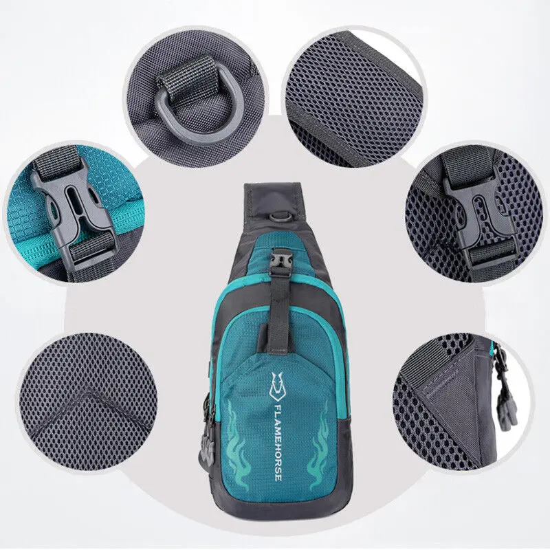 Men Women Nylon Sling Bag Small Backpack Crossbody Shoulder Chest Rucksack Cycling Travel Small Waterproof Sports