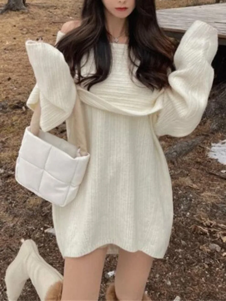 BZVW модный вязаный свитер на одно плечо для женщин с длинными рукавами однотонные