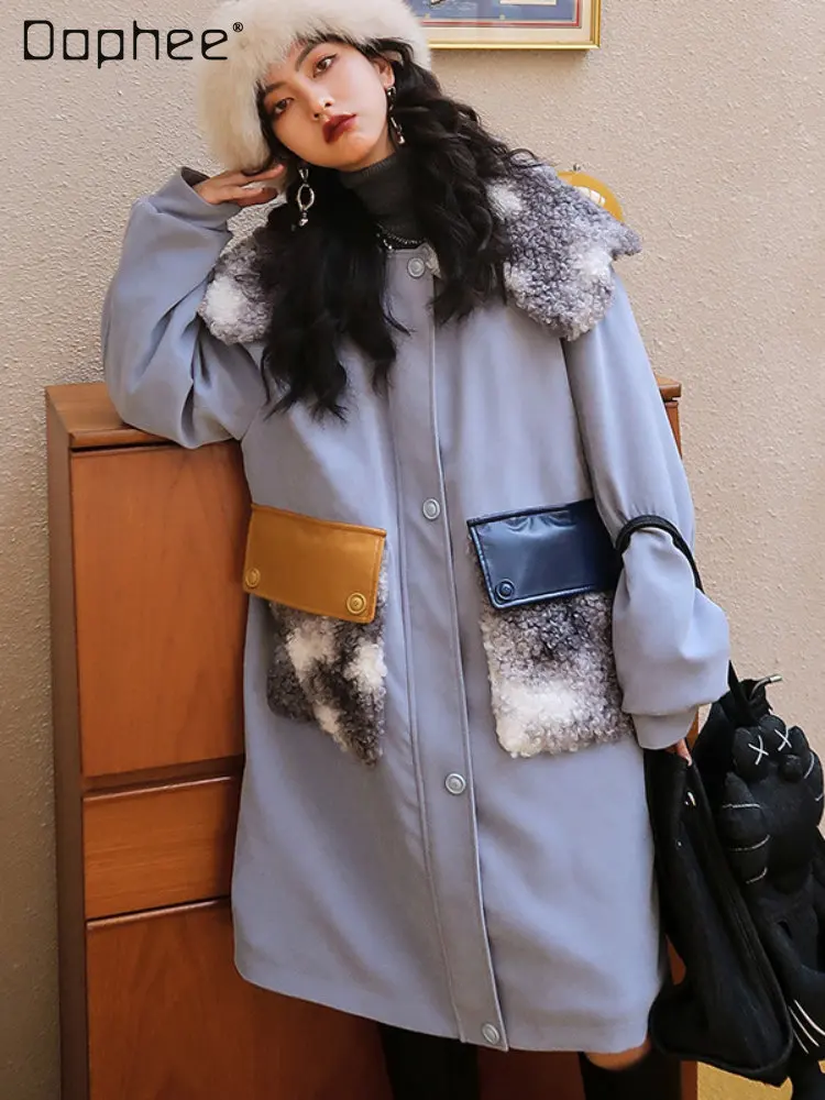 Elegant Single-Breasted Mid-Length Warm Coat Winter Clothes Women Fashion Slimming Parka Loose Keep Warm Warm Cotton Jackets