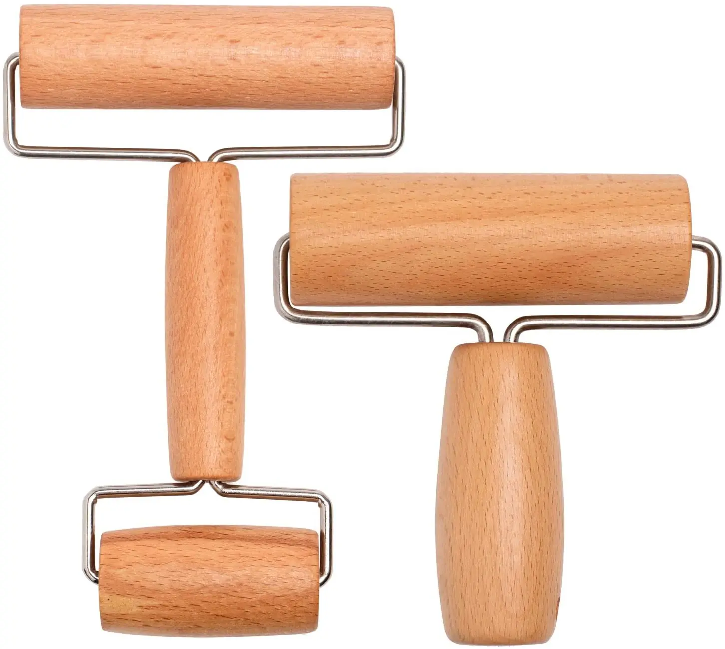 

wood pastry pizza roller 2 pieces no stick woode rolling pi for home kitche baking cooking easy to handle t-maple and h-maple