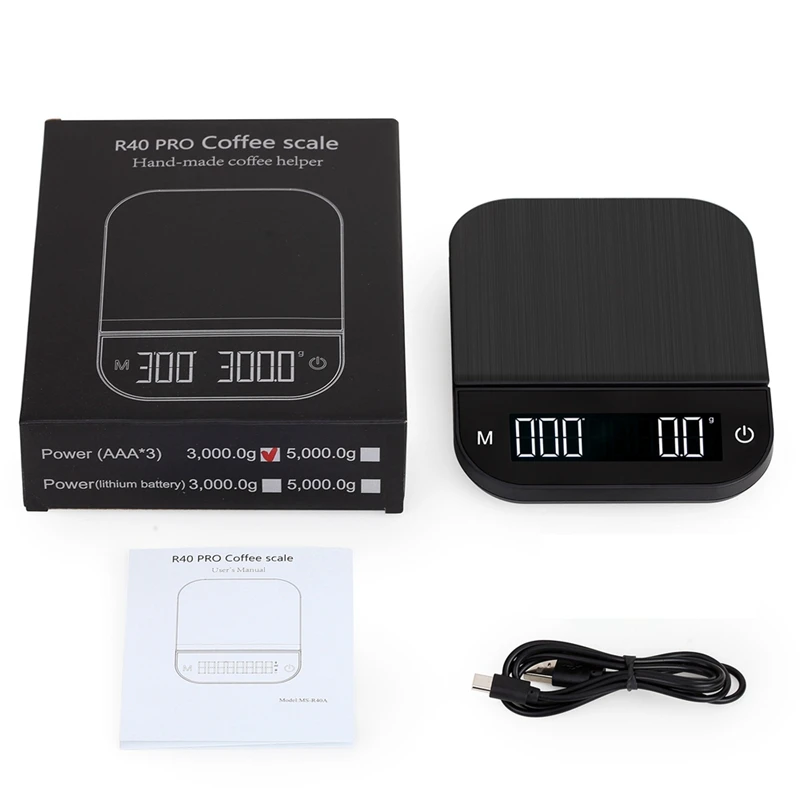 

TOP Smart Coffee Scale With Timer Kitchen Scales USB Charging Hand Coffee Electronic Scale Household Scales