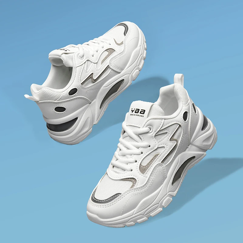 Autuspin 6cm Chunky Pink Shoes Casual Fashion Women Summer Spring Quality Leather Sports Sneakers Office Ladies Walking 34-40