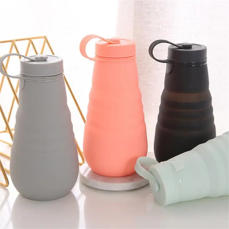 Silicone Folding Water Bottle Telescopic Collapsible Foldable Large Capacity Travel Portable Compressible Retractable Drink Cup