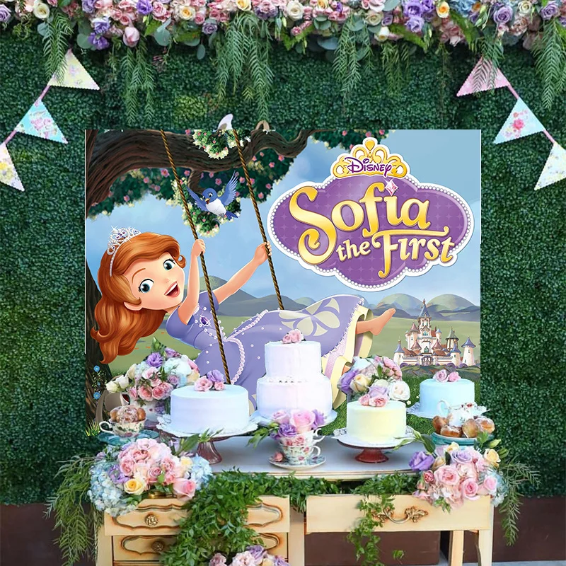 

Little Princess Sofia Custom Disney Castle Backdrop Baby Happy Birthday Party Cartoon Decoration Photography Backgrounds Banner