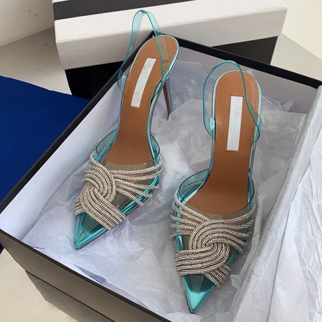 Liyke 2022 New Fashion Crystal Rhinestone Women's Stiletto Shoes Sexy  Transparent Pumps Sandals Female Club Stripper Heels Mules - купить по  выгодной цене | AliExpress