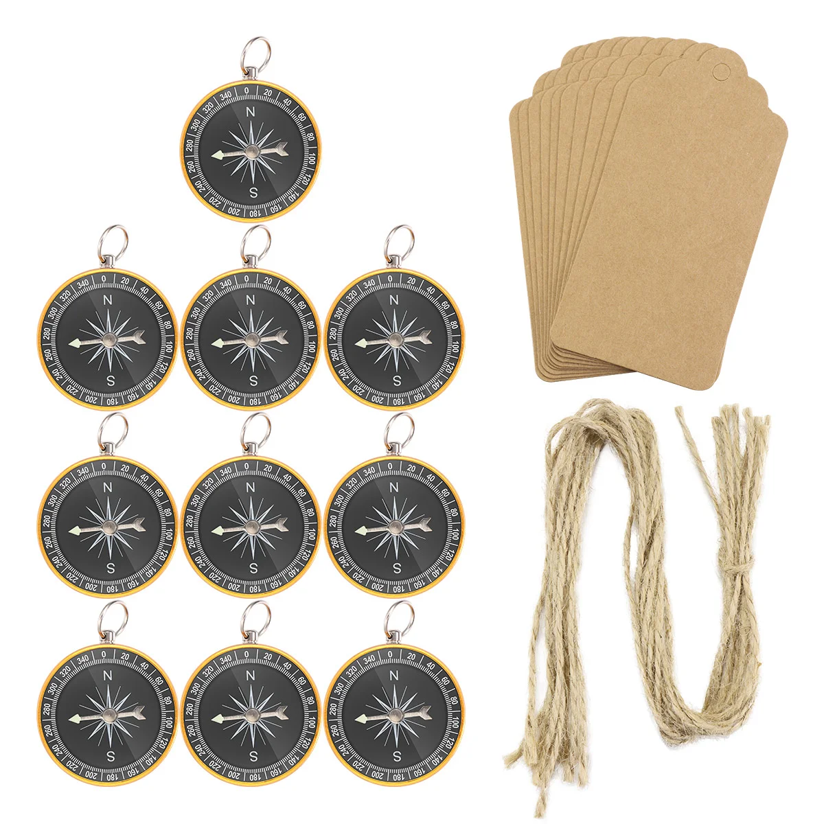 

10PCS Compass Party Favors for Guests, Compass Party Pendant Portable Pocket Compass with Kraft Tags Wedding Souvenir weddings