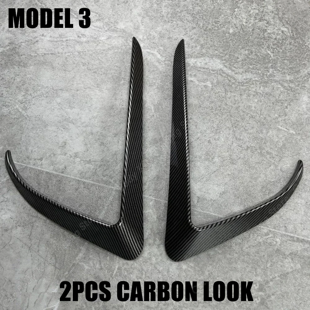 

Для Tesla Model 3Y 2017-2023 Автомобильный передний бампер, противотуманная фара, крышка для бровей, противотуманная фара, лезвие, спойлер, ветровой нож, глянцевый черный тюнинг