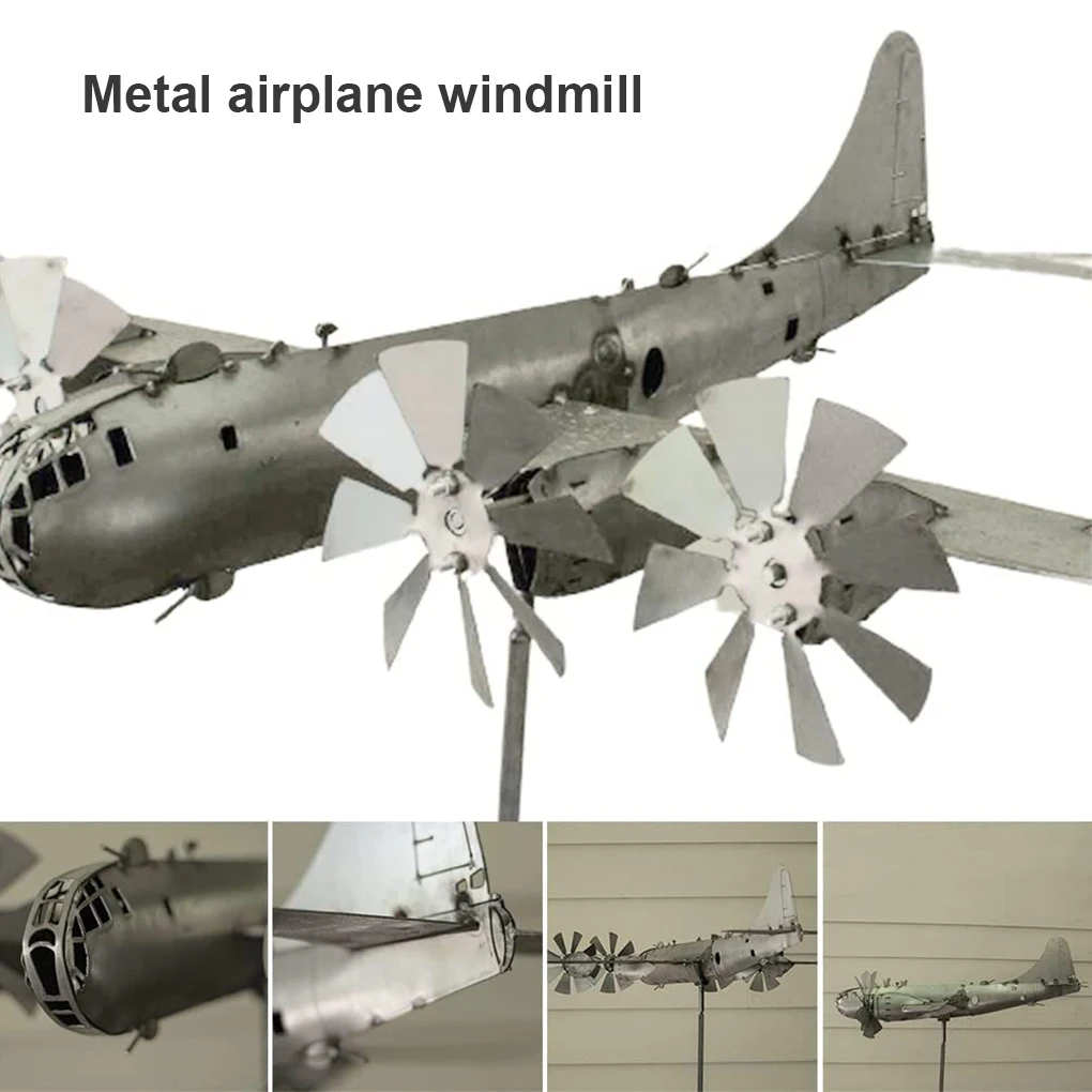 

Aircraft Wind Spinner Metal Garden Yard Airplane Windmill Outdoor Catcher Standing DIY Stylish Lawn Sculpture Decor