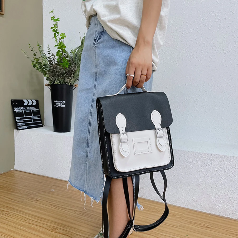 

Diy Handmade College Rucksack Hit Color Shoulder Messenger Bag Adjustable Strap Portable for Travel for School Shopping