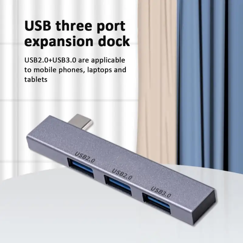 

3 Ports Extended Plug Type C/usb Pd Splitter Slim Portable 3-port Docking Station 3in1 3 In 1 Type-c Hub Aluminum Alloy Splitter