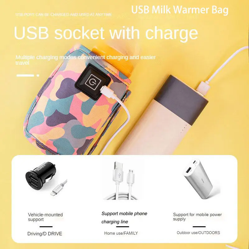

USB Milk Warmer Bag Travel Stroller Insulated Bag Baby Nursing Bottle Heater Outdoor portable milk warmer bottle insulator cover