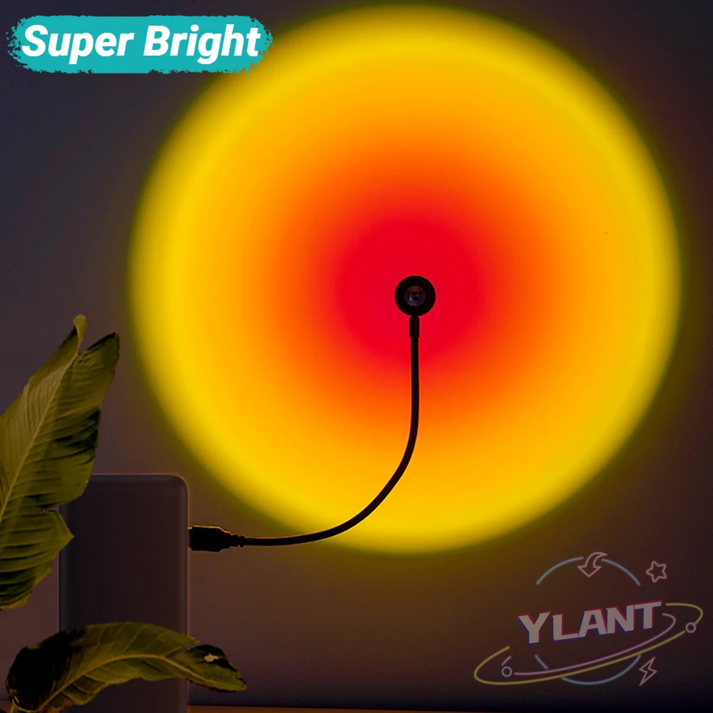 

YLANT Rainbow Sunset Lamp Led Projector Night Light Living Room BarCafe Shop Wall Decoration Lighting For Photographic