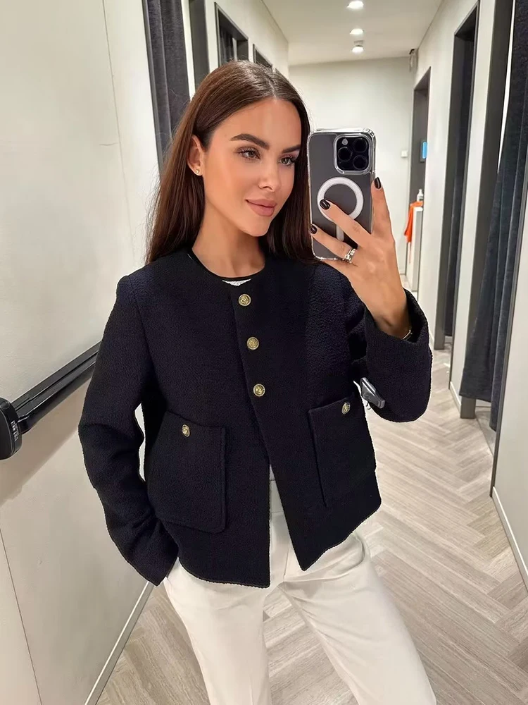 

Autumn Winter Women Contrasting Colors Quilted Coat Single Breasted Loose Jacket Female Casual All-match Warm Street Outerwear