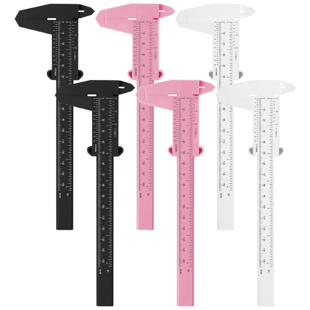 

6 Pcs Portable Thrush Locating Rule Facial Tools Eyebrow Sliding Gauge Plastic Measuring Calipers