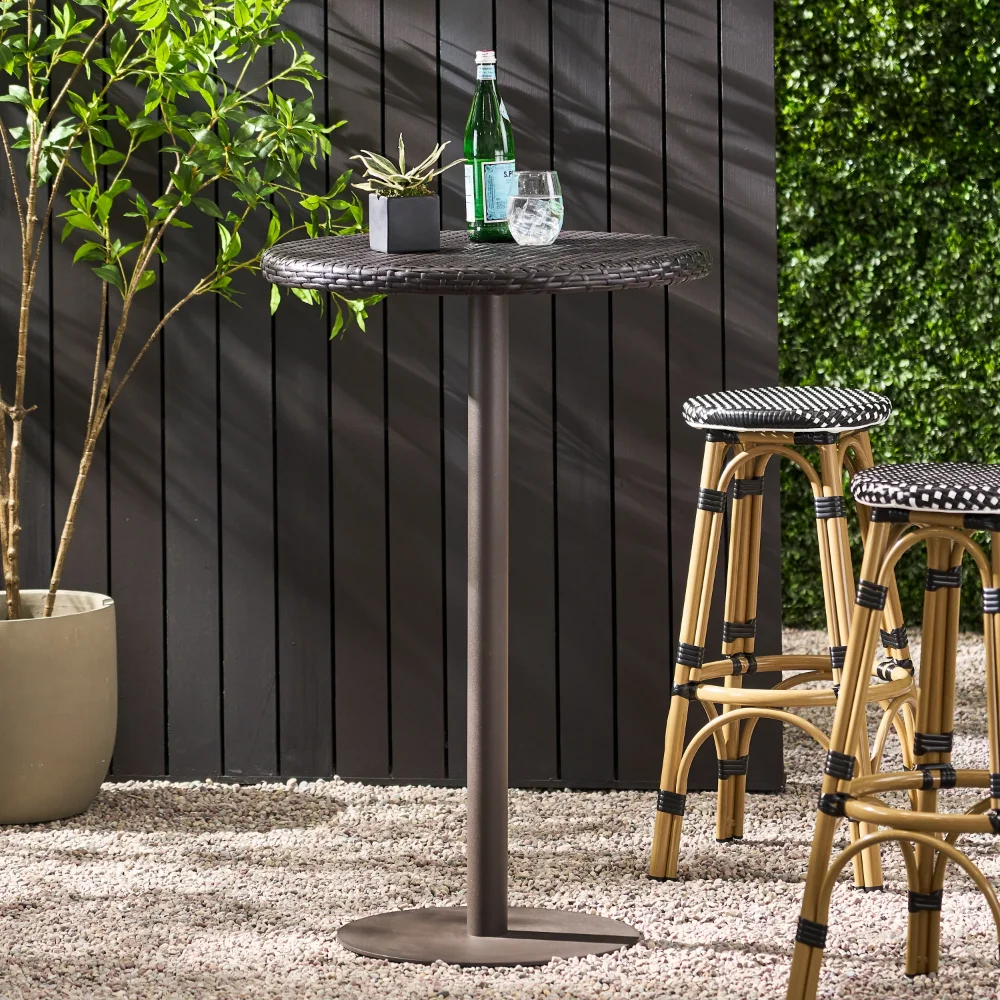 

Palmer Outdoor 26 Inch Wicker Round Bar Table, Brown