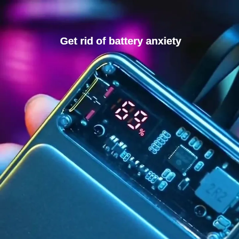 

New Fashion Super Fast Charge 22.5w Power Display Charging Treasure 20000 Ma Large Capacity Transparent Mobile Power Supply