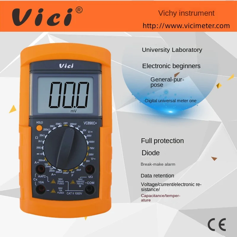 Цифровой мультиметр VC890D, анти-горение и зуммер для обслуживания электрика, мультиметр для колледжа, экспериментальный студенческий ампервольтметр