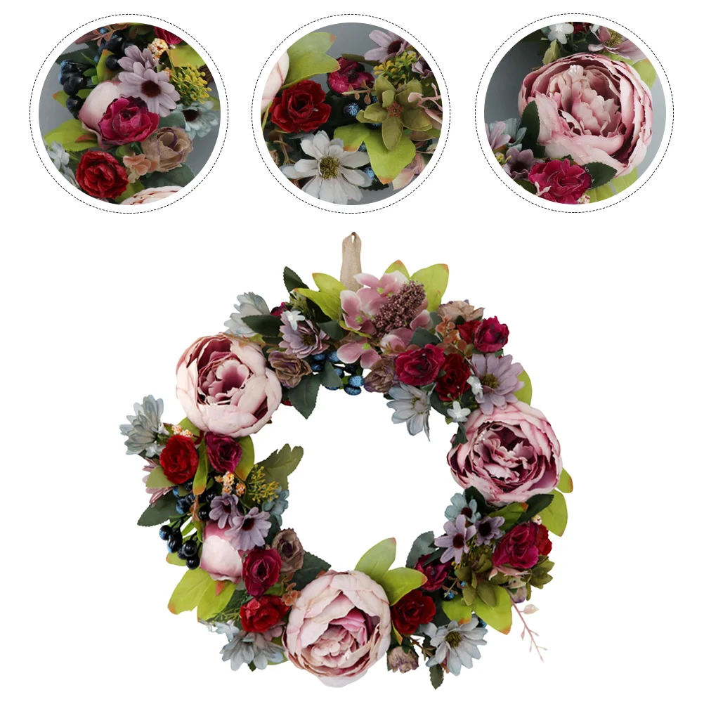 

Wreath Garland Flower Hanging Door Peony Artificial Wall Adornment Wedding Floral Spring Front Prop Decorative Household Decor
