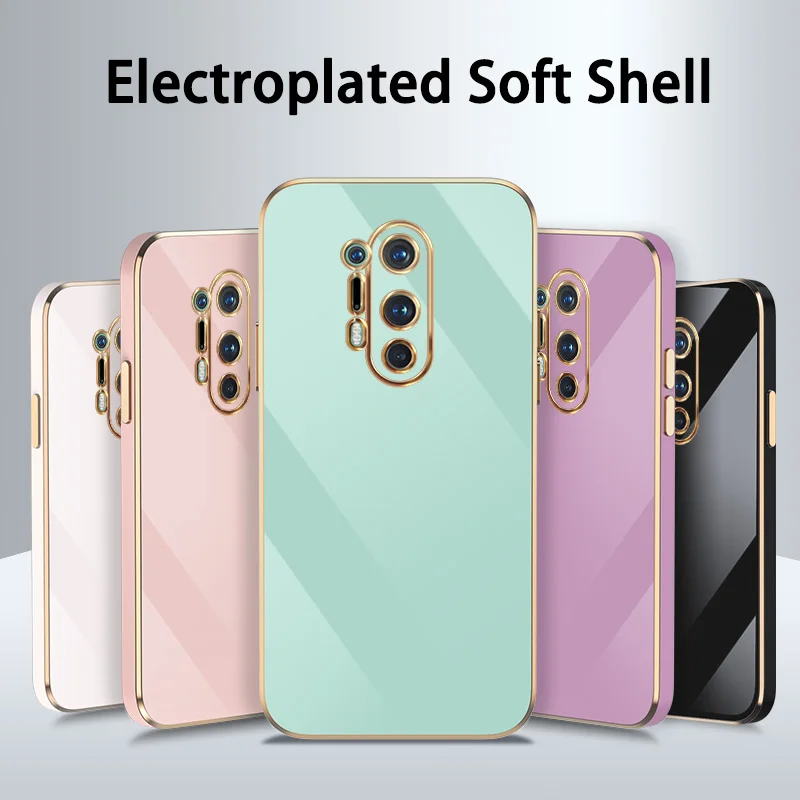 

Case For OnePlus 8 9 Pro 8T Nord 2 5G Electroplating Gold Edge Silicone New Casing Fashion Shell Cover