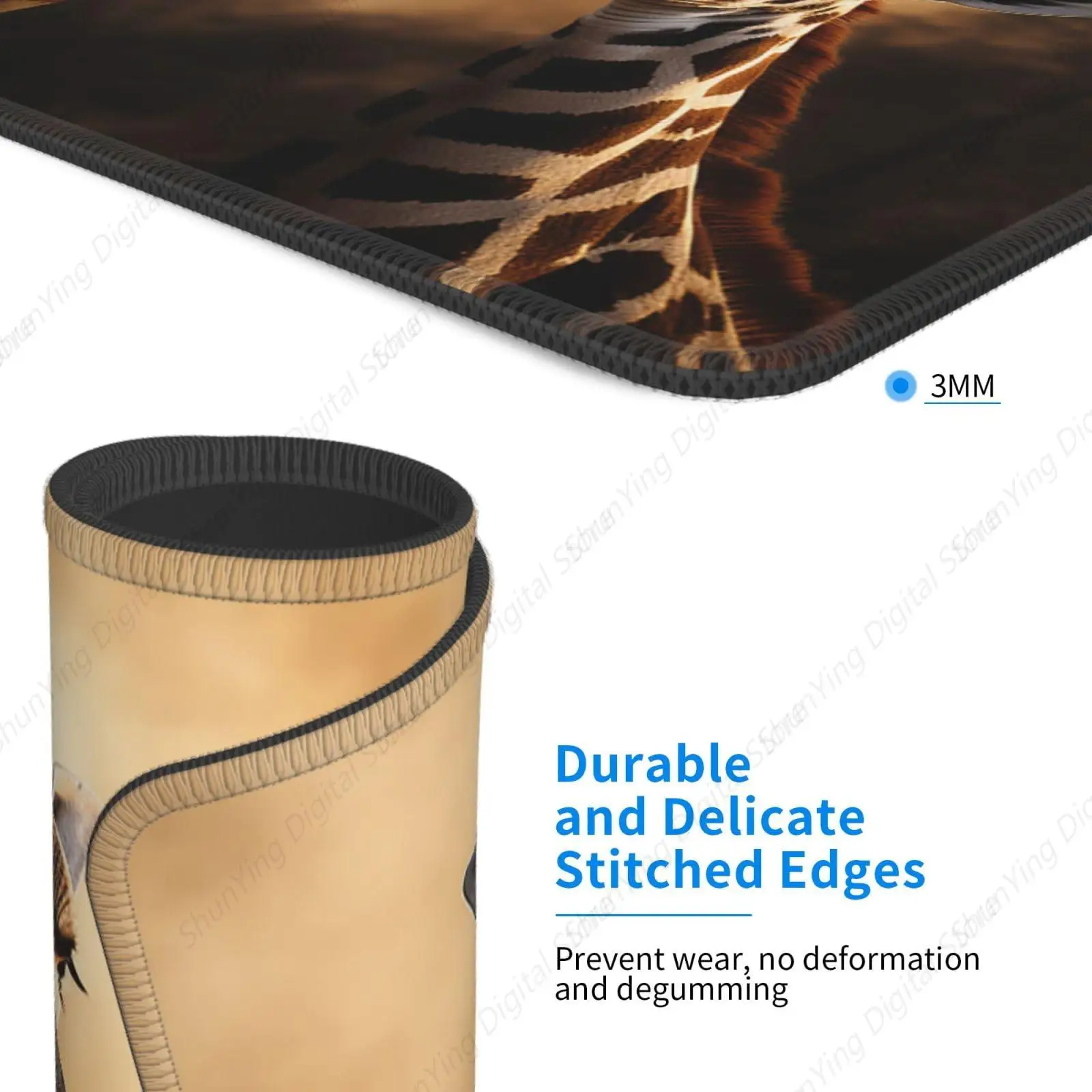 Коврик для мыши с двумя жирафами моющийся и нескользящий подходит мужских