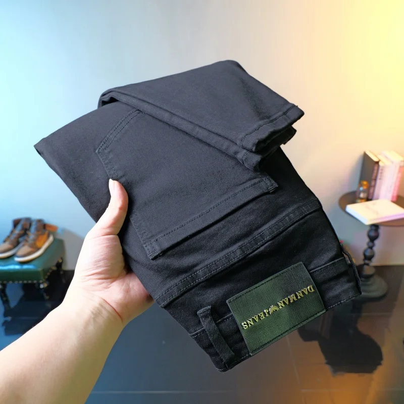 Высококачественные Доступные роскошные черные джинсы мужские повседневные