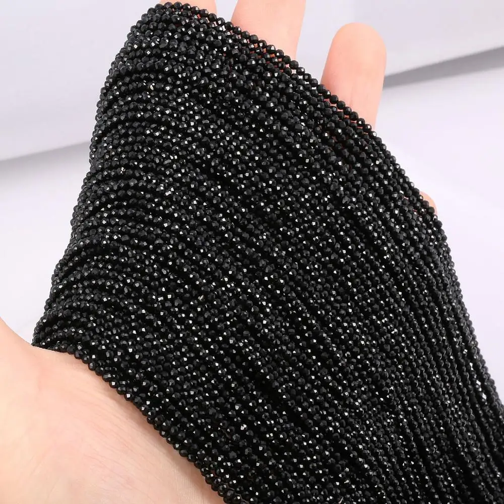 

Natural Stone Beads Small section Bead Black spinels 2 3 mm Loose beads for Jewelry Making DIY Bracelet Necklace length 38cm