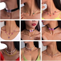 korea style multilayer butterfly necklaces pendants for women bohemian choker necklaces girls party birthday jewelry gifts