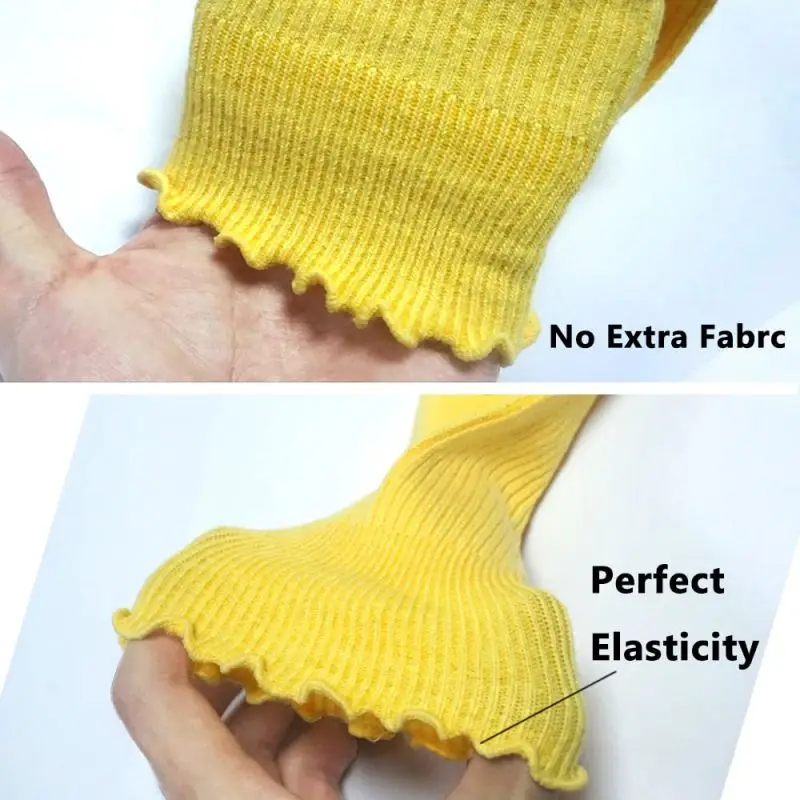 6 Pairs Womens Retro Socks Ruffle Turn-Cuff Casual Plain Ankle Socks Kawaii Cool Thin Cotton Knit Lettuce Low Cut Frilly Sock