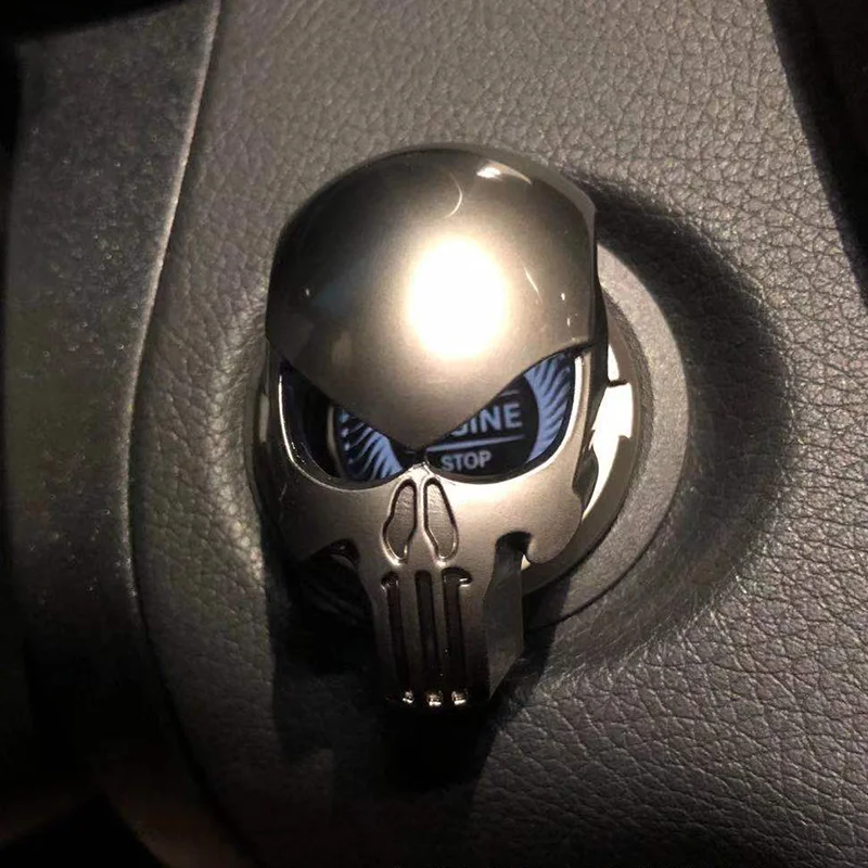 

Punisher One-Click Start Decoration Sticker Button Cover Ignition Switch Protection Interior accessories Start Ring Universal