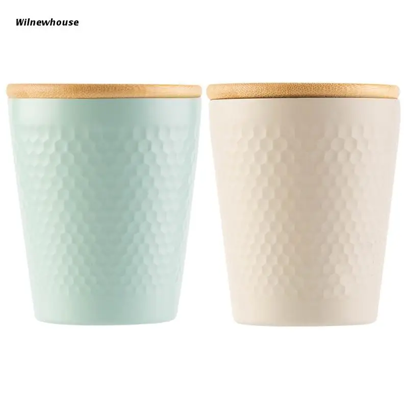 

F63A Stainless Steel Coffee Cup with Wooden Cover Double Vacuum Embossing Coffee Mug