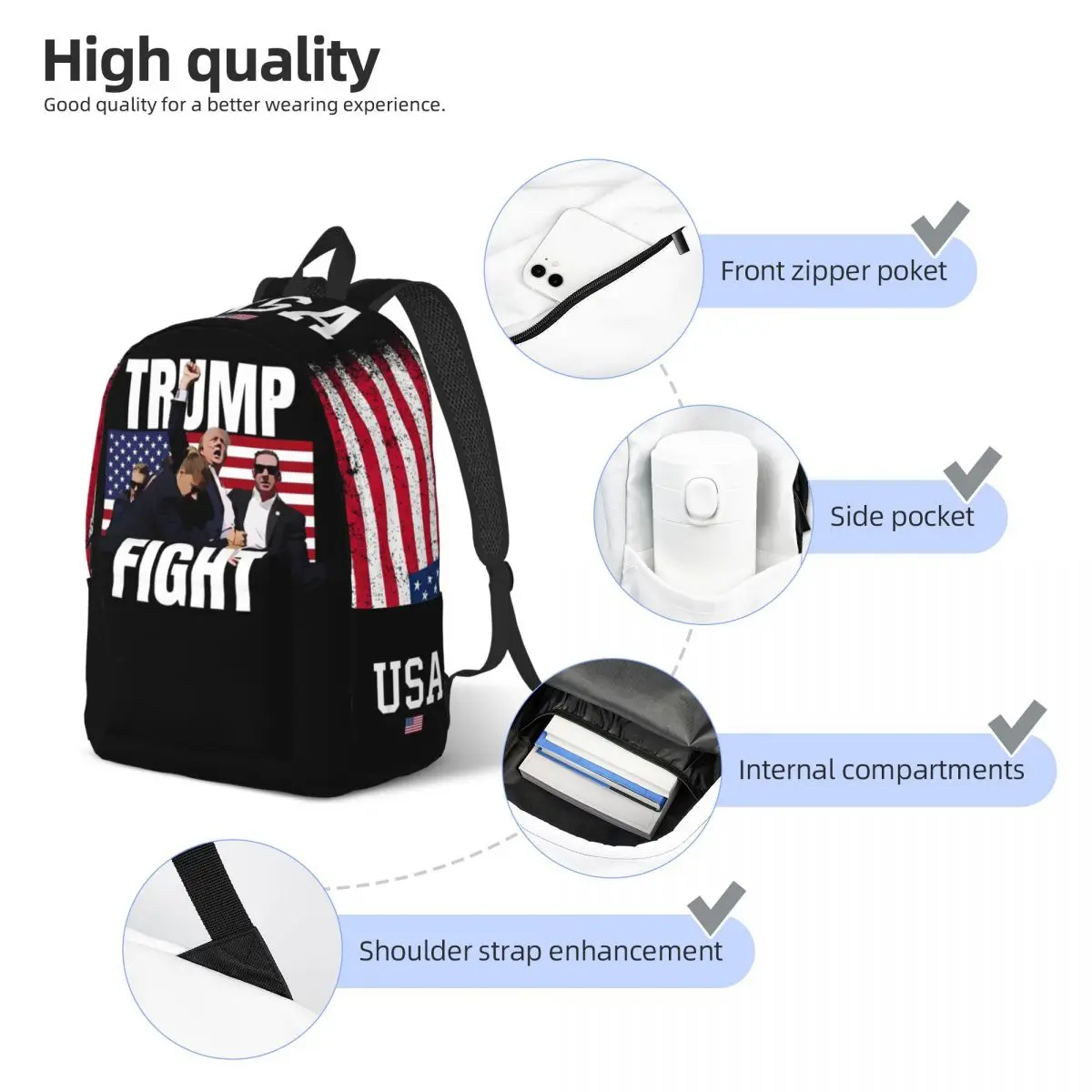 Рюкзак унисекс в стиле Трамп стреляет для защиты ваших прав рюкзак мужчин и