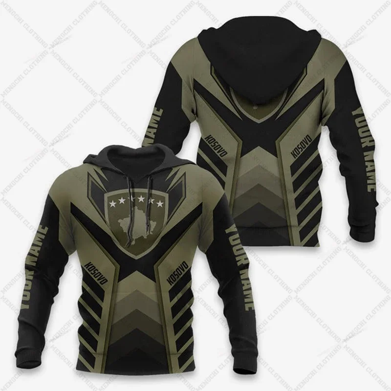 Custom Name Kosova Emblem Graphic Unisex Hoodies Loose Men's Fashion Sweatshirts Boy Casual Pullover Oversized Streetwear Tops
