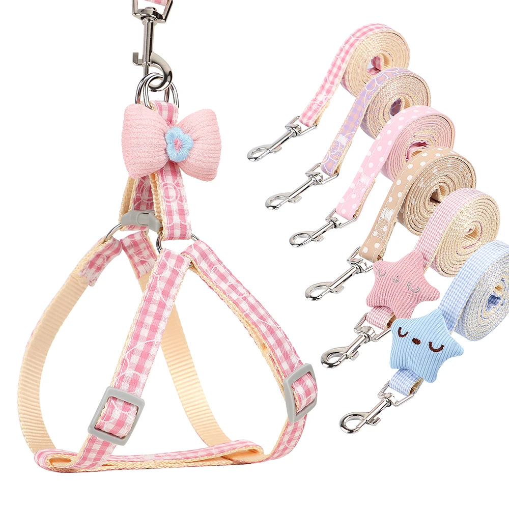 

Cat harness Leash Set Cute Bowknot Small Dog Kitten Vest Harnesses Outdoor Vests Pet Walking Lead Rope Adjustable For Puppy Cats