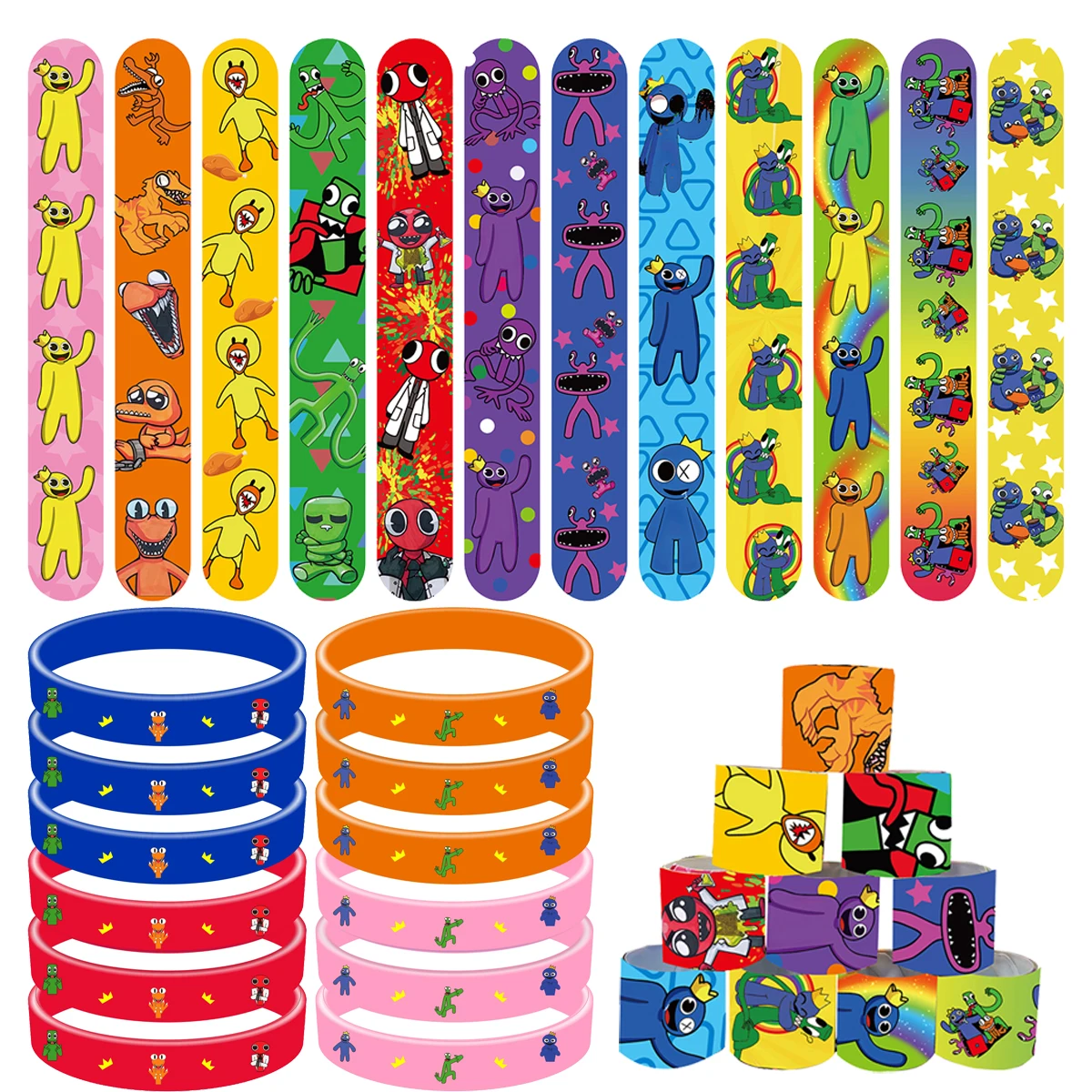 Сувениры для вечеринок Rainbow Friends 12/24 шт. браслеты с ляпасами силиконовые