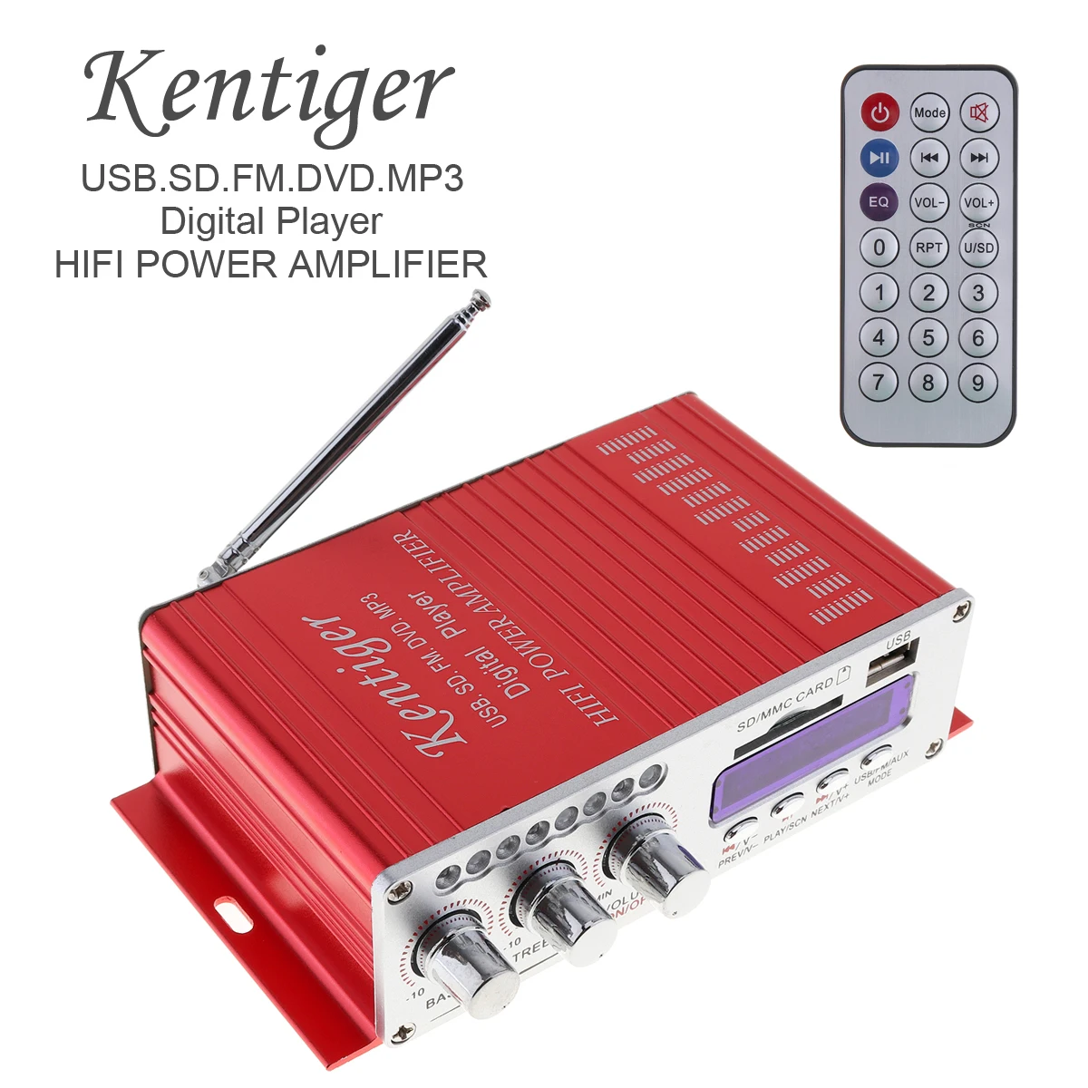 HY-502 2-CH HI-FI Digital Audio Player Car Power Amplifier FM Radio Stereo Player Support SD / USB / MP3 / DVD Input