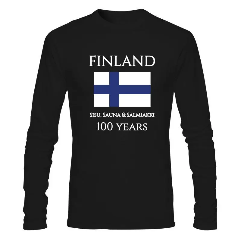 Erkek giyim yeni kap şapka Est erkekler komik Suomi finlandiya 100 yıl finlandiya bayrağı T-Shirt