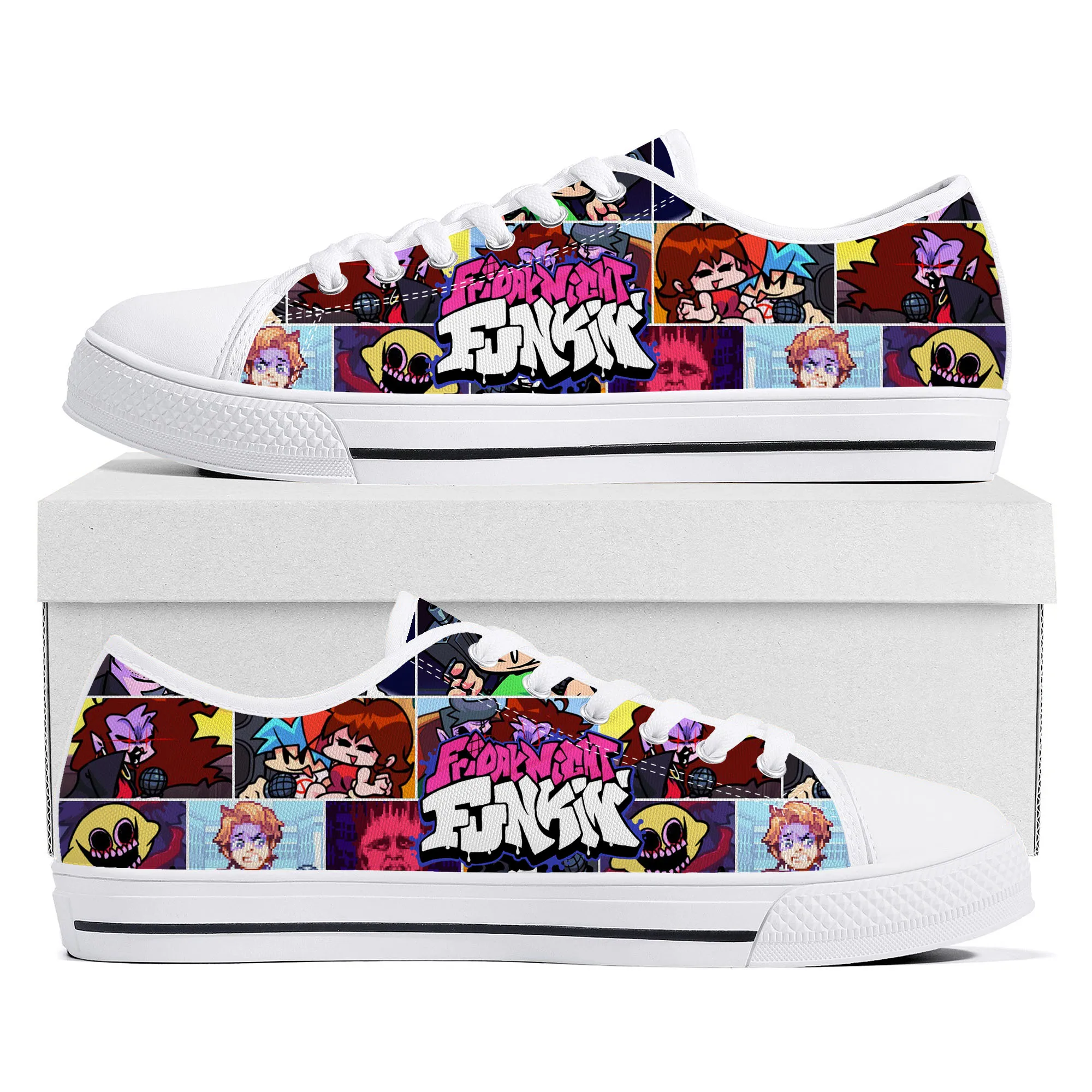 

Funkin Cartoon Night Game Friday Low Top Sneakers Womens Mens Teenager High Quality Canvas Sneaker Couple Custom Built Shoes