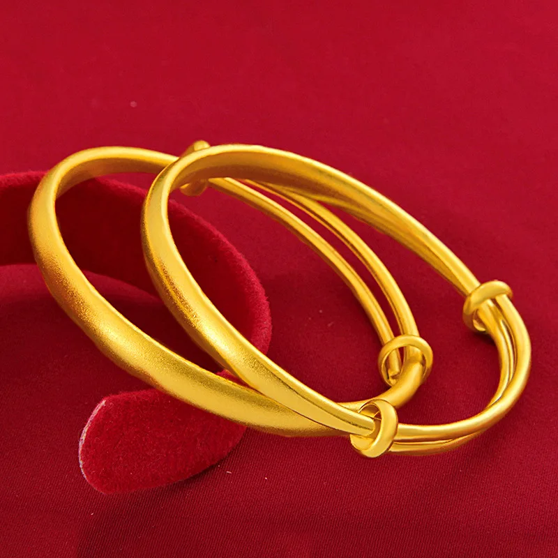 Индийский песочный золотой браслет для женщин 999 Push Pull регулируемый размер