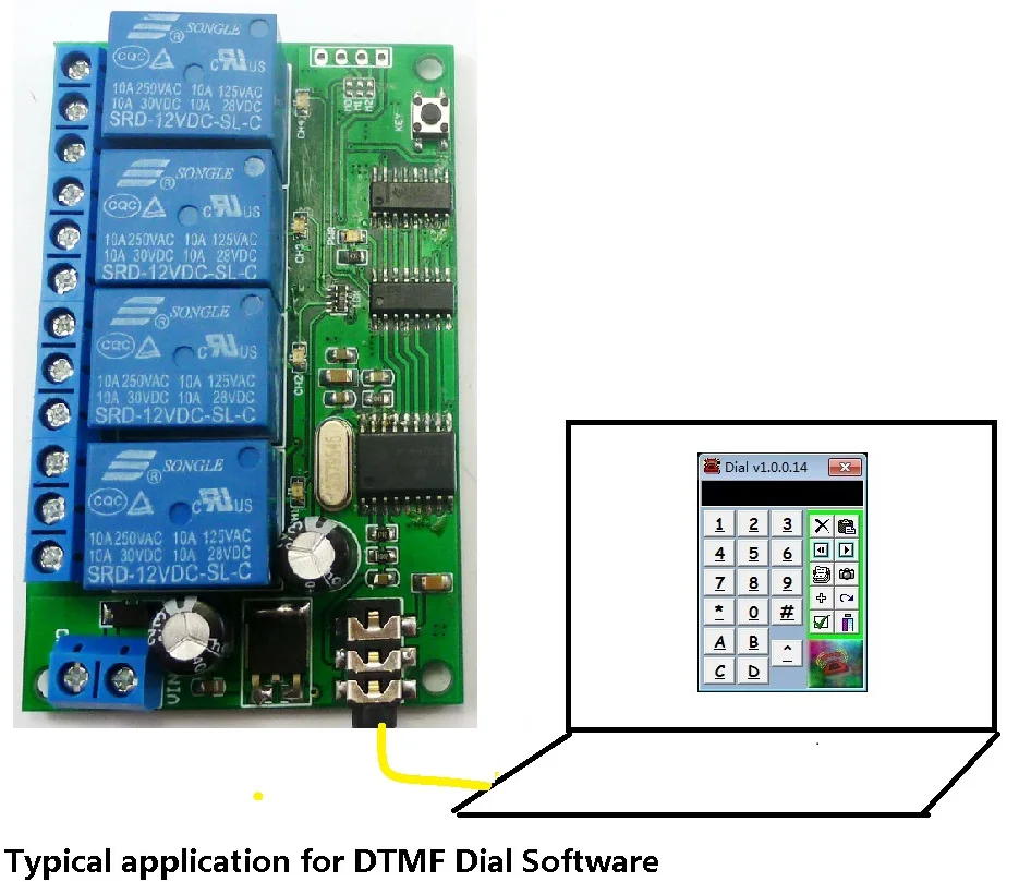Реле дистанционного управления для смартфона DC 12 В 4 канала MT8870 DTMF